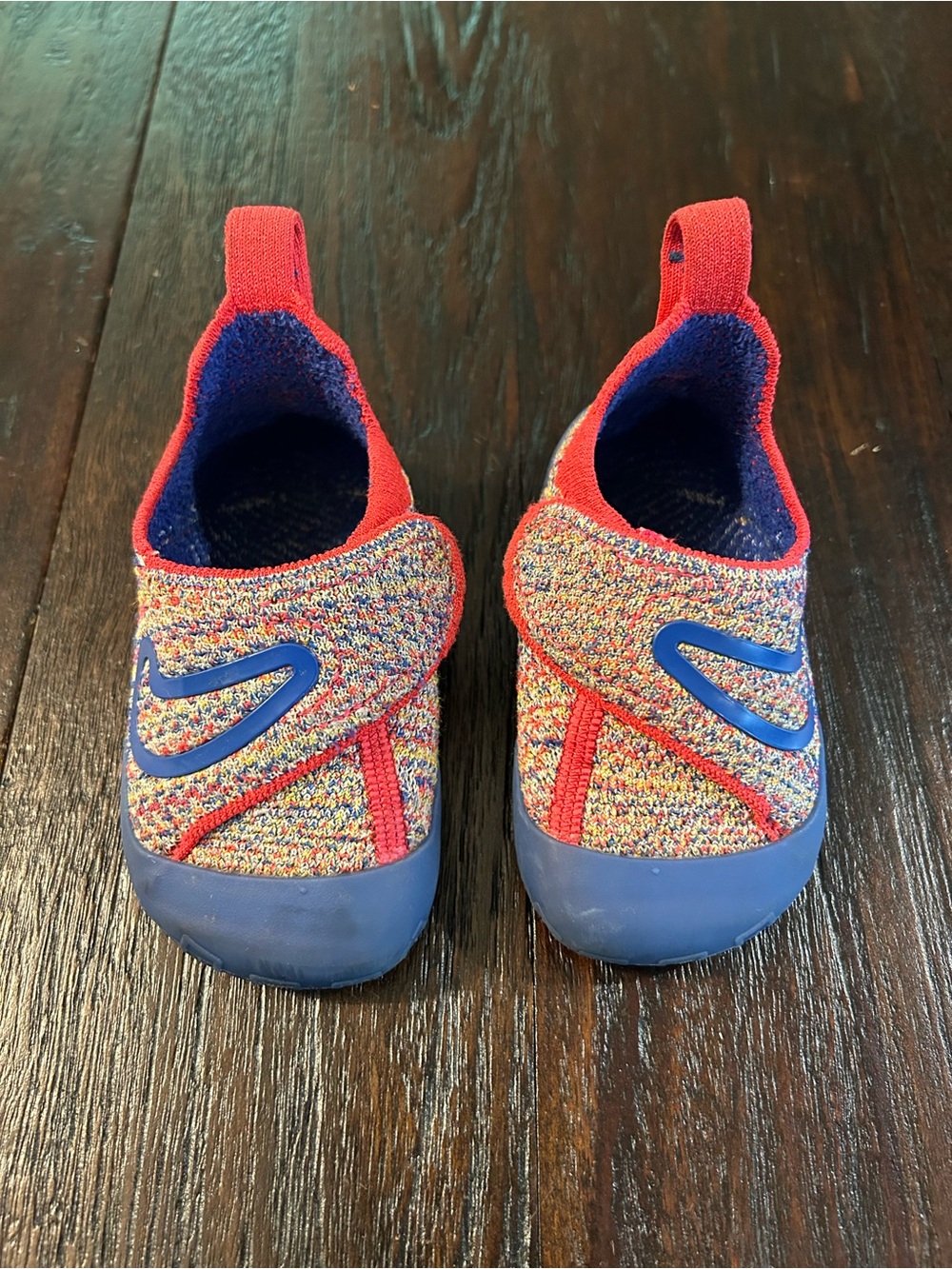 Nike Swoosh 1 Flyknit (Baby/Toddler) in the Sail/Game Royal/Siren Red - size 5